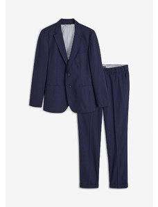 bonprix Oblek s plátnom Slim Fit (2-dielny): sako a nohavice, farba modrá, rozm. 60