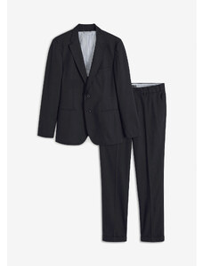bonprix Oblek s plátnom Slim Fit (2-dielny): sako a nohavice, farba čierna, rozm. 52