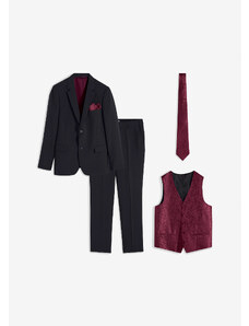 bonprix Svadobný oblek Slim Fit (5-dielny): sako, nohavice, vesta, kravata, šatka, farba čierna, rozm. 52