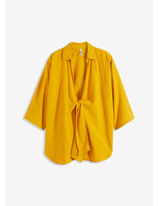 bonprix Kimonová blúzka s plátnom, farba žltá
