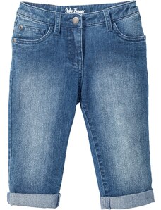 bonprix Capri džínsy s vyhrnutím na zakončení, dievčenské, farba modrá
