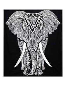 Ancient Wisdom AWG Black & White prikrývka na posteľ Slon 230x200 cm