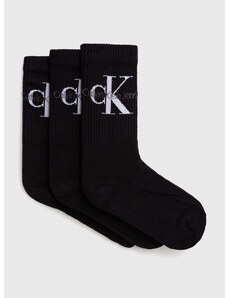 Ponožky Calvin Klein Jeans 3-pak dámske, čierna farba, 701220515