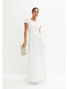 bonprix Svadobné šaty s čipkou a saténovou stuhou, farba biela, rozm. 38