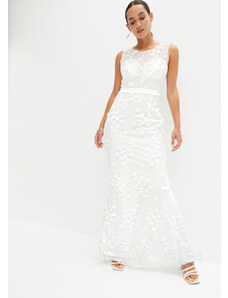 bonprix Svadobné šaty zo sieťoviny s kvetovanou aplikáciou, farba biela
