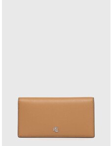 Kožená peňaženka Lauren Ralph Lauren dámska,béžová farba,432935939