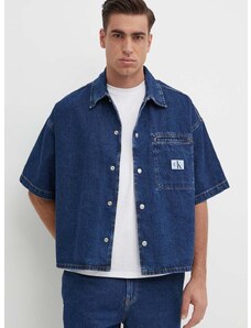 Rifľová košeľa Calvin Klein Jeans pánska,voľný strih,s klasickým golierom,J30J324868