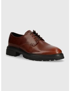 Kožené poltopánky Vagabond Shoemakers JOHNNY 2.0 hnedá farba, na plochom podpätku, 5479-201-49