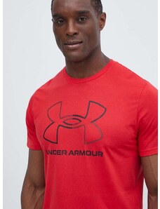Tričko Under Armour pánsky, červená farba, vzorovaný