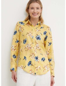 Ľanová košeľa Lauren Ralph Lauren žltá farba, regular, s klasickým golierom, 200938933