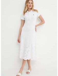 Šaty Polo Ralph Lauren biela farba,maxi,áčkový strih,211935606