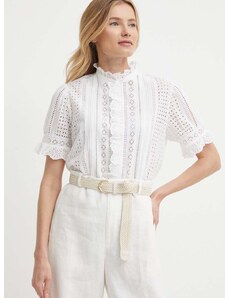 Bavlnená košeľa Polo Ralph Lauren dámska,biela farba,regular,so stojačikom,211935147