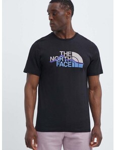 Bavlnené tričko The North Face pánske, čierna farba, s potlačou, NF0A87NTJK31