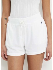 Šortky Polo Ralph Lauren dámske, biela farba, jednofarebné, vysoký pás, 211936222