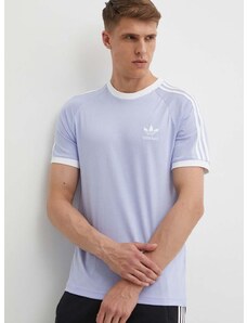 Bavlnené tričko adidas Originals pánske, fialová farba, s nášivkou, IS0614