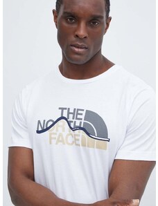 Bavlnené tričko The North Face pánske, biela farba, s potlačou, NF0A87NTFN41