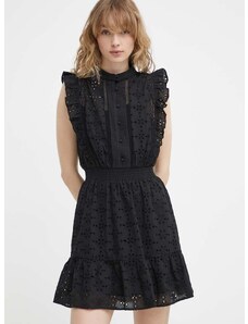 Bavlnené šaty The Kooples čierna farba, mini, áčkový strih, FROB28170K
