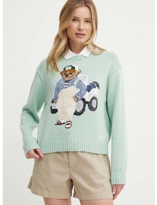 Bavlnený sveter Polo Ralph Lauren zelená farba, 211935309