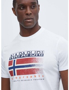 Bavlnené tričko Napapijri S-Kreis pánske, biela farba, s potlačou, NP0A4HQR0021