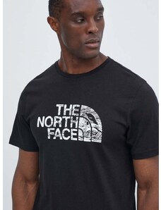 Bavlnené tričko The North Face pánske, čierna farba, s potlačou, NF0A87NXJK31