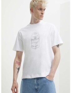 Bavlnené tričko HUGO pánske, biela farba, s nášivkou, 50513832