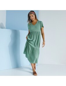 Blancheporte Jednofarebné šaty s výstrihom do "V" khaki 036