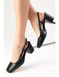 Mio Gusto Dámske topánky na opätku s otvorenou tupou špičkou Belinda čiernej farby