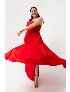 Lafaba Večerné šaty nadmernej veľkosti - Červená - Wrapover