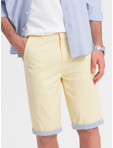 Ombre Clothing Pánske chinos šortky s džínsovým lemom - žlté V7 W421
