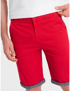 Ombre Clothing Pánske chinos šortky s džínsovým lemom - červené V1 W421
