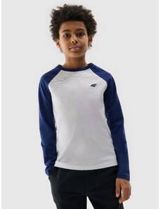 4F Chlapčenské tričko s dlhým rukávom a bez potlače - tmavomodré