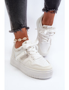 Kesi Women's platform sneakers made of eco leather, white moun