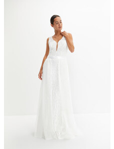 bonprix Svadobné šaty s flitrami s odnímateľnou sieťovinovou sukňou, farba biela