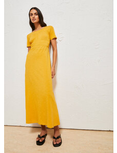 bonprix Maxi šaty s riasením, farba žltá, rozm. 48/50
