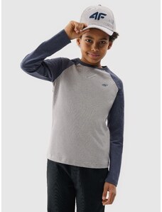 4F Chlapčenské tričko s dlhým rukávom a bez potlače - šedé