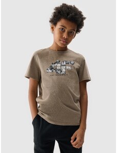 4F Chlapčenské tričko s potlačou - béžové