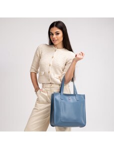 Veľká dámska nákupná taška/kabelka do ruky shopperka modrá Wojewodzic 31955/LY30
