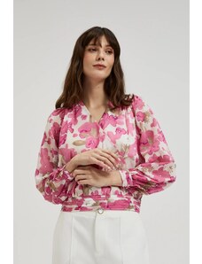 Women's V-neck blouse MOODO - pink