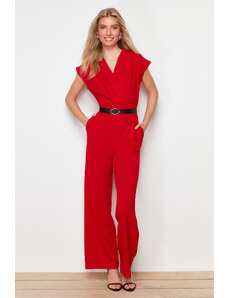Trendyol Collection Red Belted Double Breasted Golier Maxi overal