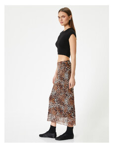 Koton Tylová sukňa s leopardím vzorom, štandardná veľkosť midi