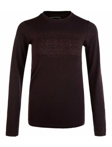 Women's Endurance T-Shirt Yalia Seamless Wool Print LS Baselayer Dark Purple, L/XL