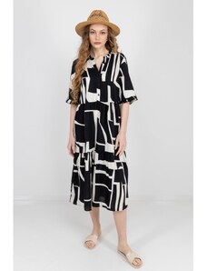 Vero Moda dámské midi šaty Easy Joy off-white-černé
