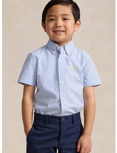 Detská bavlnená košeľa Polo Ralph Lauren tmavomodrá farba