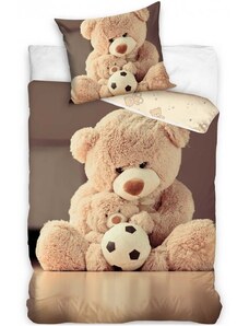 TipTrade (CZ) Bavlnené posteľné obliečky Plyšový medvedík s loptou - 100% bavlna Renforcé - 70 x 90 cm + 140 x 200 cm