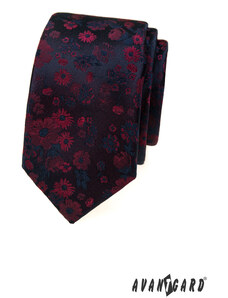 Tmavomodrá kravata s bordó vzorom Avantgard 571-22428