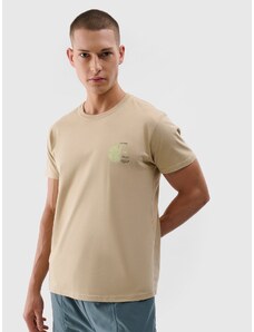 4F Pánske regular tričko s potlačou - béžové