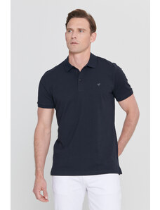 AC&Co / Altınyıldız Classics 100% organická bavlna pánske námornícke modré tričko so slim fit polo výstrihom.
