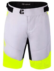Men's cycling shorts Force Storm with removable chamois - grey-yellow, S