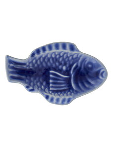 MADAM STOLTZ Kameninový tanierik ve tvare ryby Dark Blue