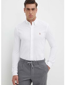 Bavlnená košeľa Polo Ralph Lauren pánska, biela farba, regular, s golierom button-down, 710932545